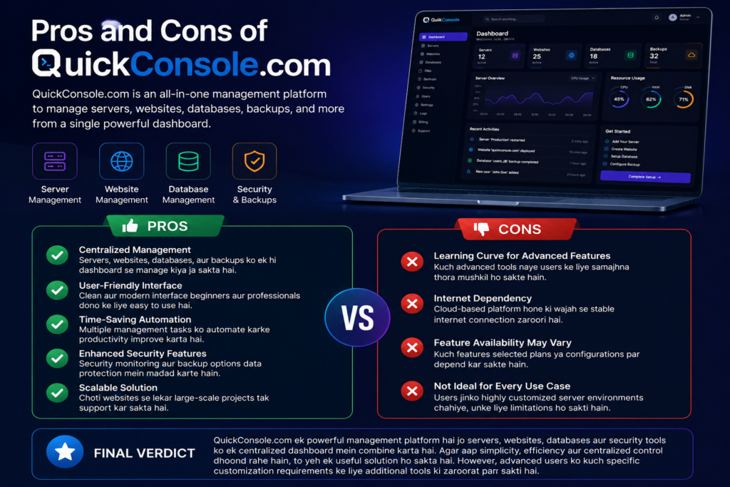 quickconsole com pros and cons comparison table 2026