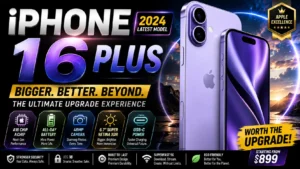iPhone 15 Plus in all five color options displayed on a white background