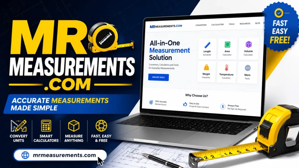 MrMeasurements.com homepage showing measurement guides sizing charts and unit conversion tool