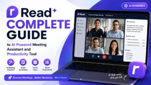 Read AI meeting assistant platform showing transcription summary and engagement analytics dashboard